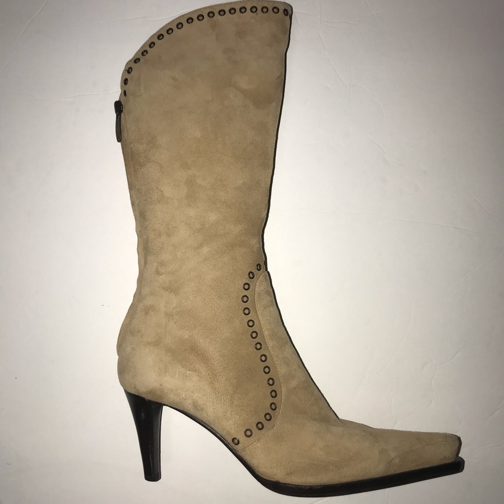 Sergio Rossi suede western boho boots